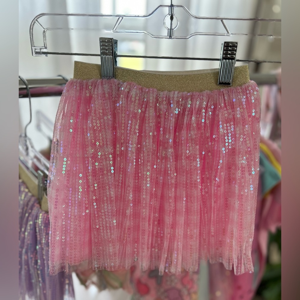Pink Plaid Sequin Tulle Skirt (12M-6Y in stock)